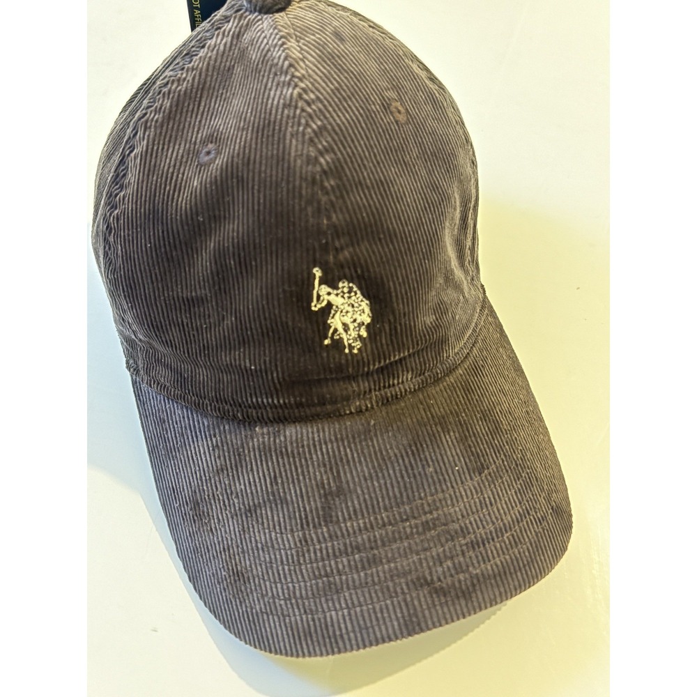 NEW - US Polo Assn. Strap Back Hat Cap Brown Corduroy (EMBELISHED FLAG LOGO )